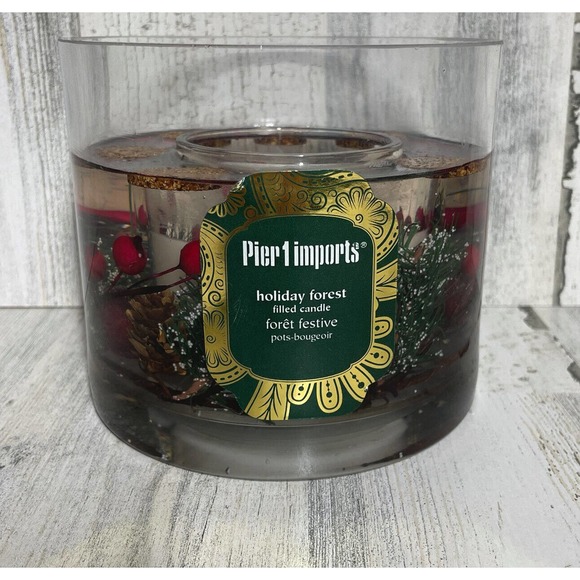 Pier 1 Gel Filled Candle Jelly Christmas Holiday Forest Berry Pine Ac… - Picture 1 of 10